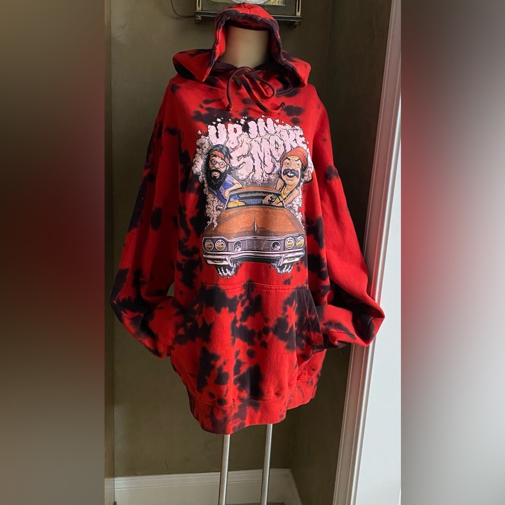 Cheech and Chong Up in Smoke Men’s Hoodie sweatshirt Fleece Tie dye, XL